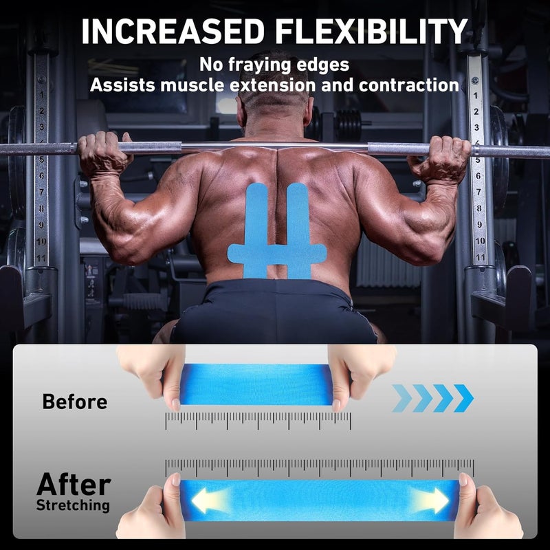 KTQUICK Store PreCut Kinesiology Tape for Lower Back, 12PCS Kinesiology Tape Precut for Lower Back, Original Cotton Waterproof & Breathable Latex-Free, Enhance Elastic Athletic Tape for Support Muscle(Blue) - Image 4
